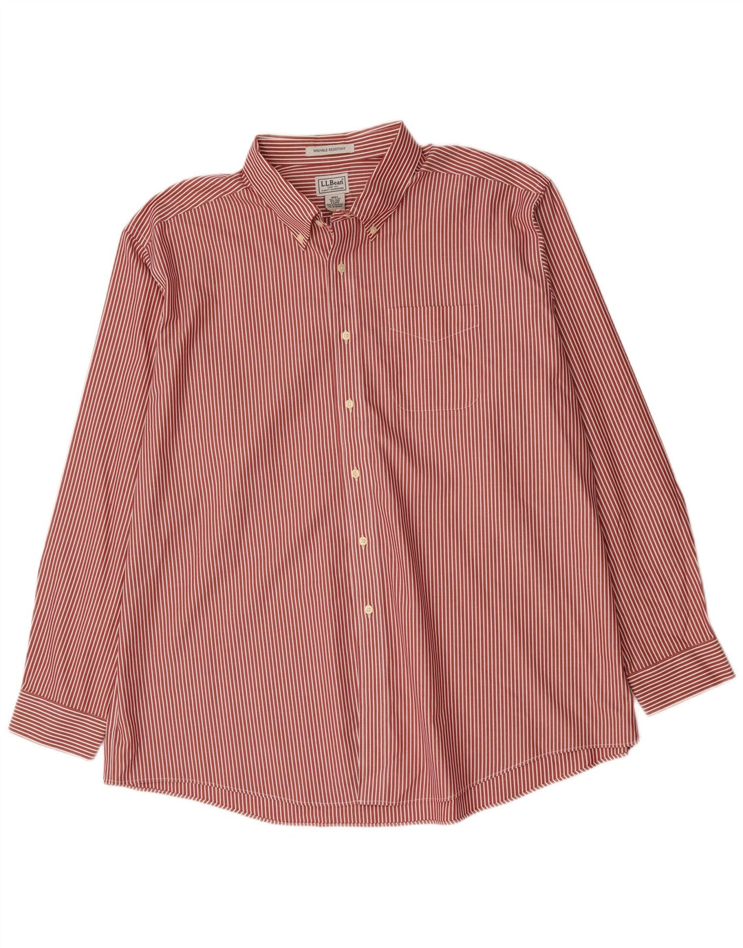 L.L.Bean Mens Shirt 2XL Red Striped Cotton