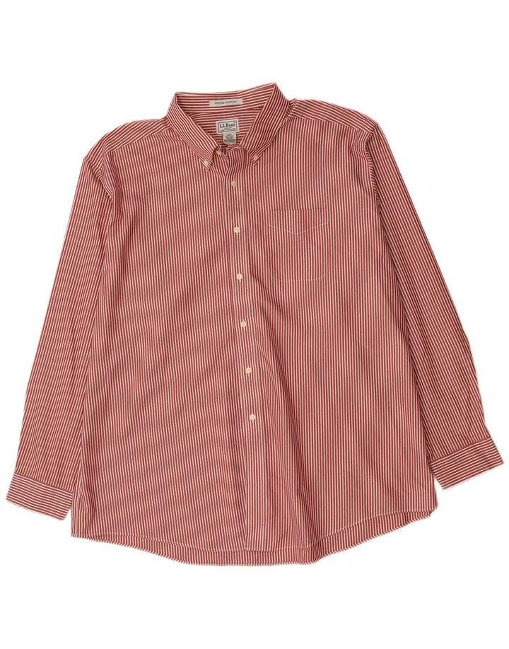 L.L.Bean Mens Shirt 2XL Red Striped Cotton