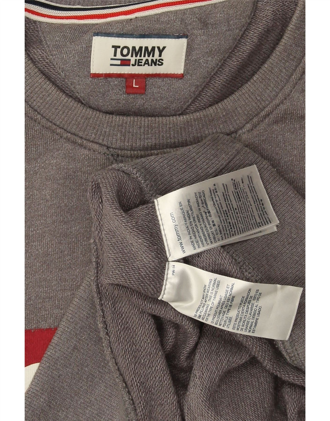 TOMMY HILFIGER Mens Graphic Sweatshirt Jumper Large Grey Cotton