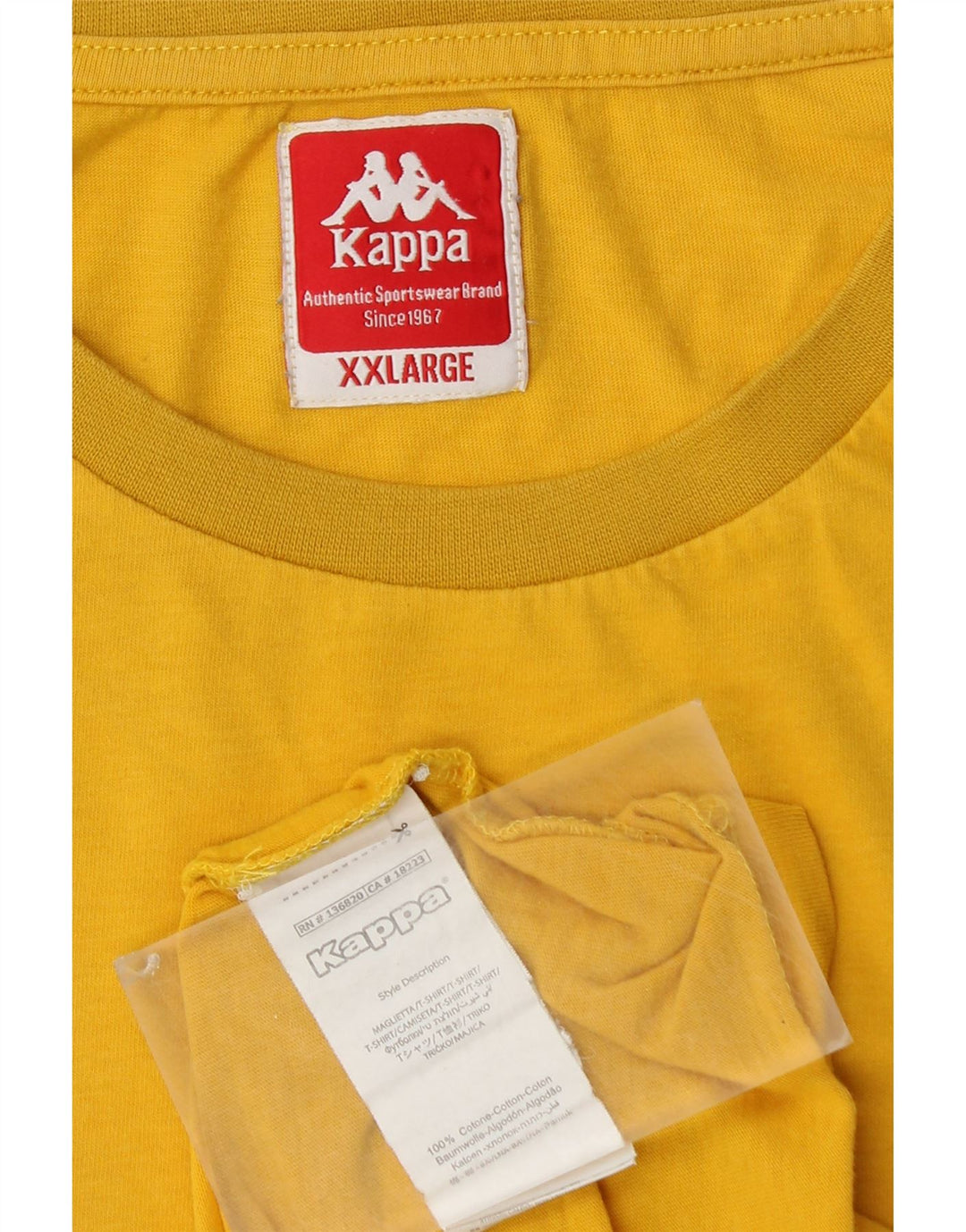 KAPPA Mens T-Shirt Top 2XL Yellow Cotton