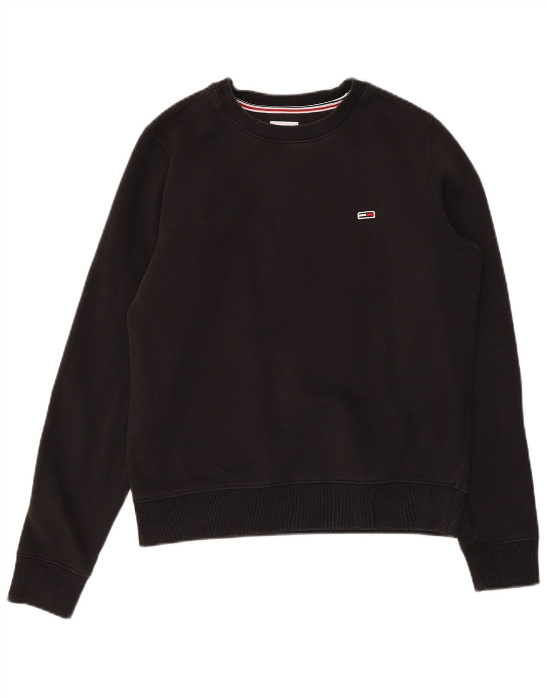 TOMMY HILFIGER Womens Oversized Sweatshirt Jumper UK 6 XS Black Cotton