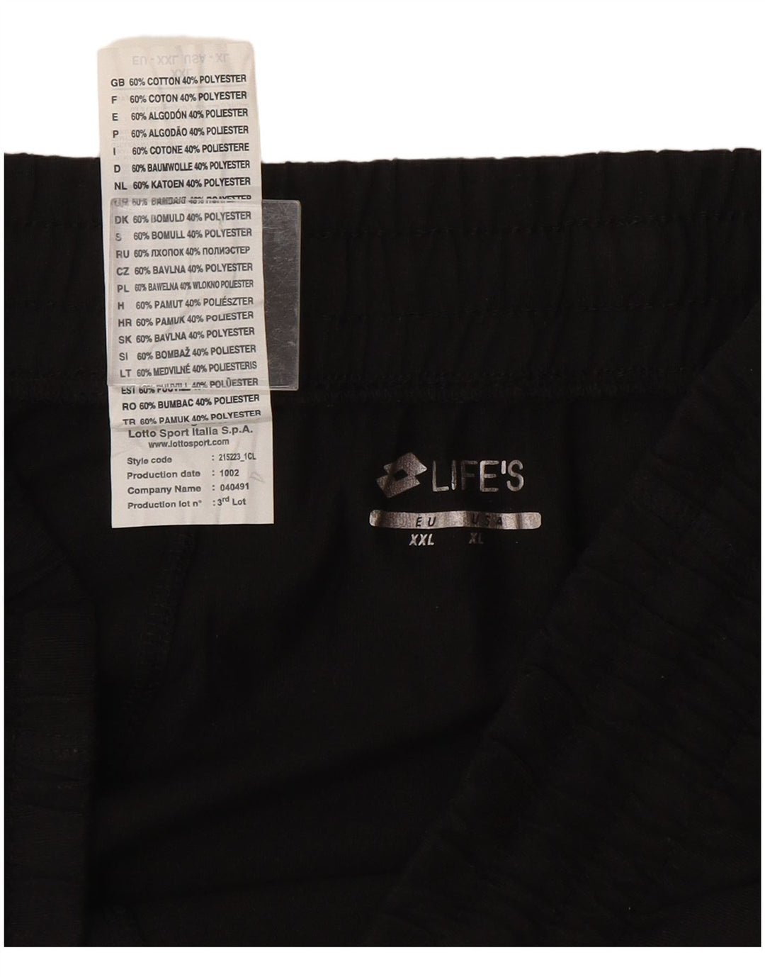 Lotto Mens Sport Shorts 2XL Black Cotton