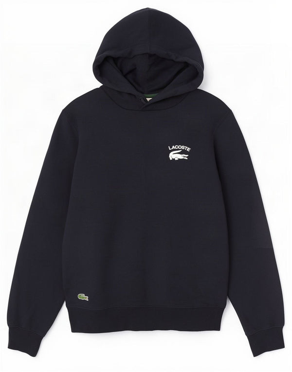 Lacoste Mens Graphic Classic Fit Hoodie Jumper Size 2 XS Navy Blue Cotton