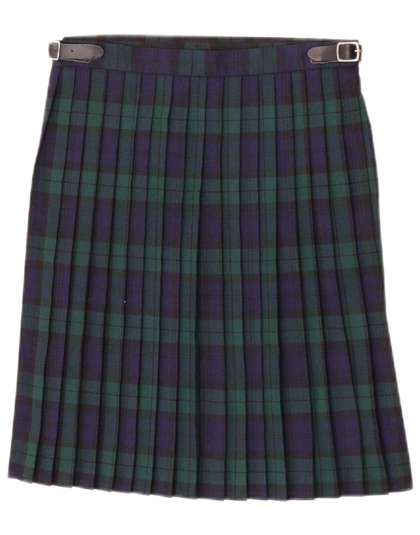Glen Appin Girls Wrap Knife Pleated Skirt 13-14 Years W27 Navy Blue Check