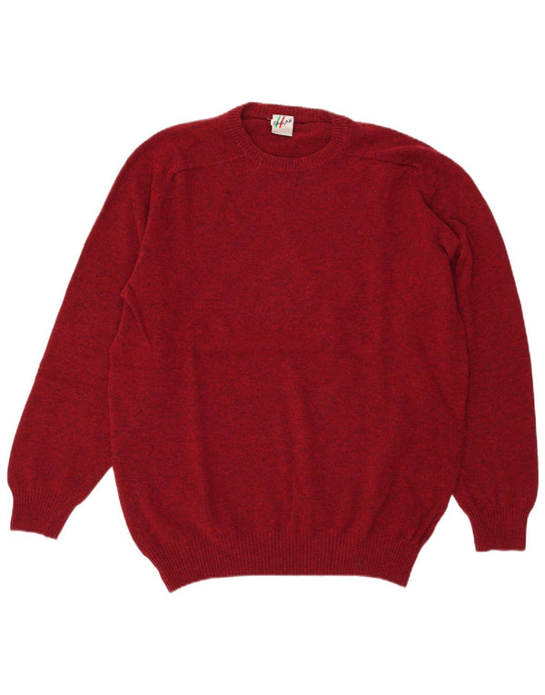 Vintage Mens Crew Neck Jumper Sweater IT 50/52 Medium Maroon Flecked