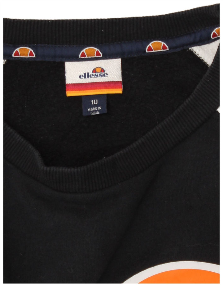 Ellesse Womens Graphic Sweatshirt Jumper UK 10 Small Black Colourblock