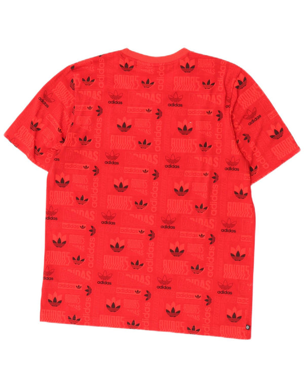 Adidas Mens Regular Graphic T-Shirt Top Medium Red Polyester