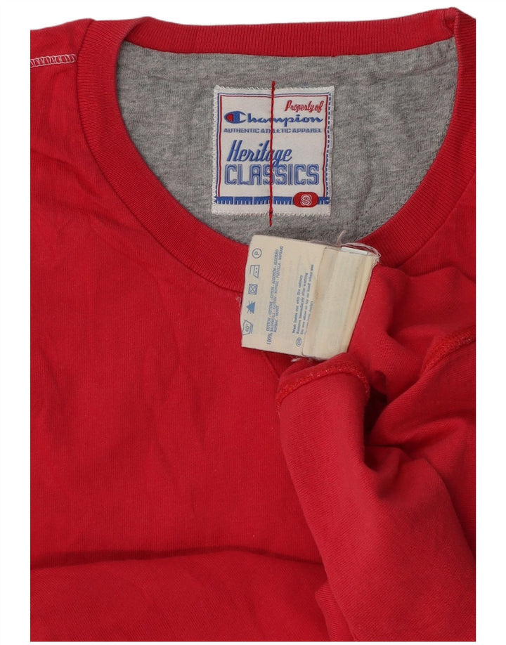 Champion Womens Heritage Classics T-Shirt Top UK 10 Small Red Cotton