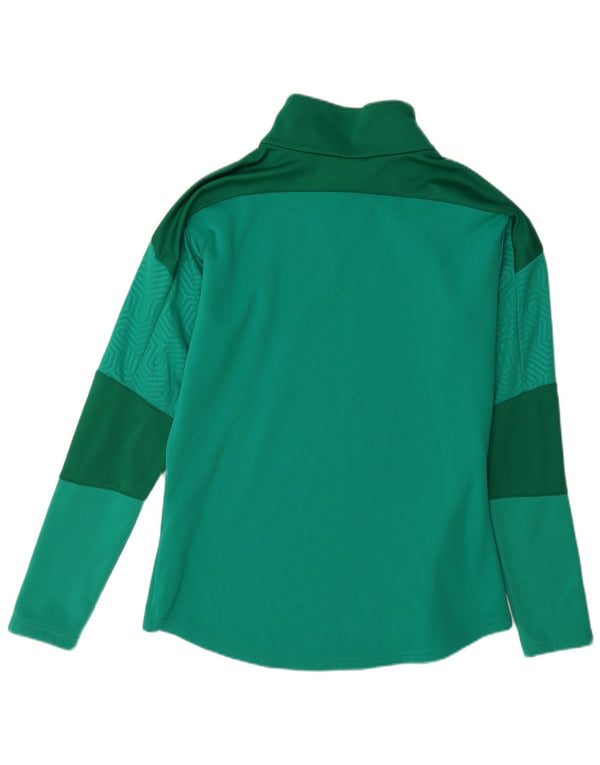 Puma Mens Zip Neck Sweatshirt Jumper Medium Green Colourblock Polyester