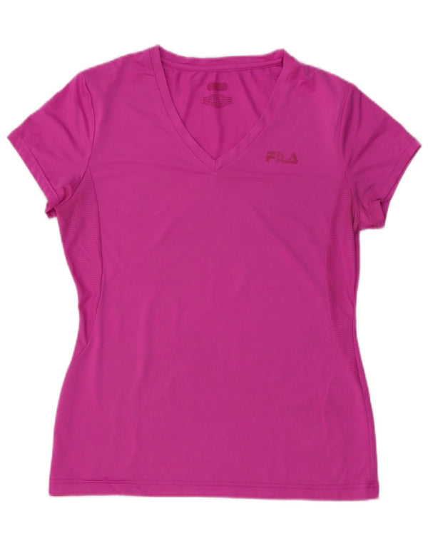 Fila Womens T-Shirt Top UK 12 Medium Pink Polyester