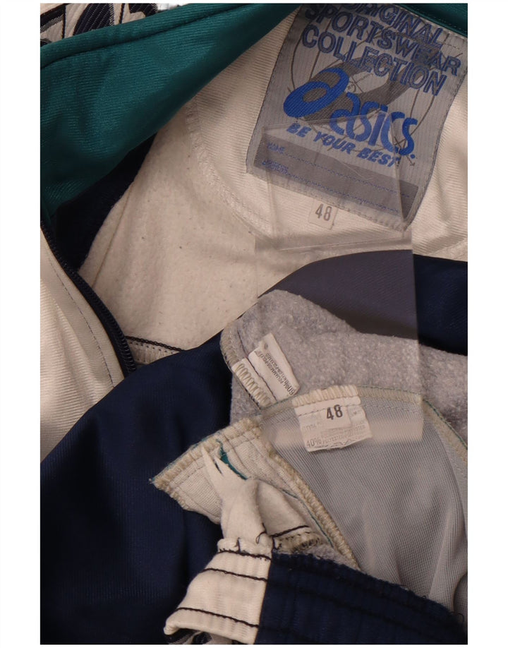 Asics Womens Full Tracksuit IT 48 XL Navy Blue Colourblock Polyamide