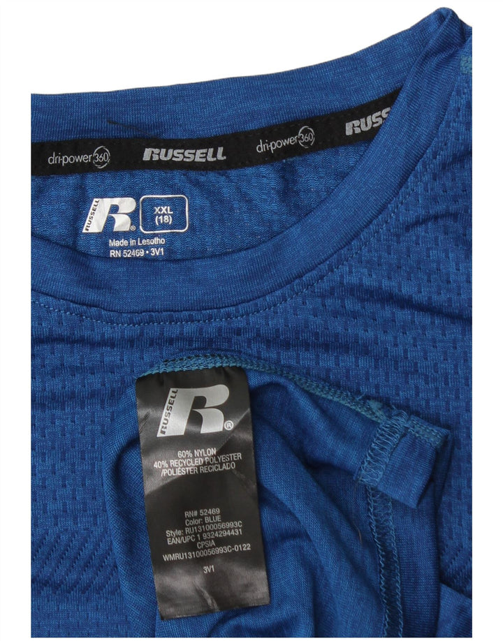 RUSSELL ATHLETIC Boys Dri-Power T-Shirt Top 15-16 Years 2XL Blue Nylon