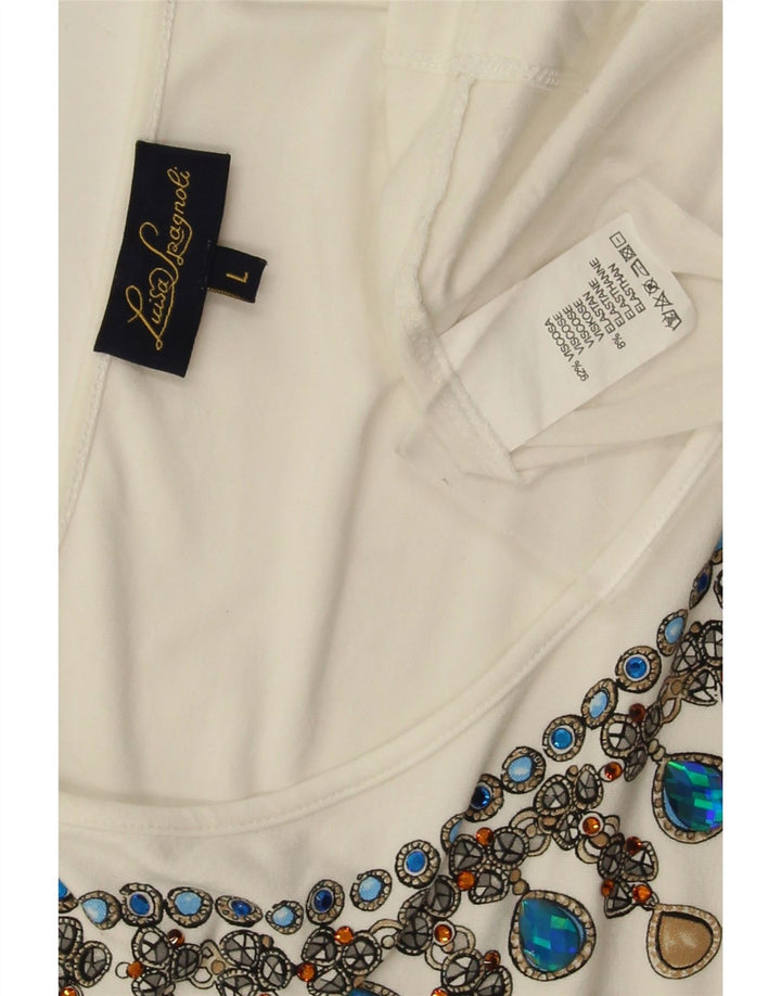 Luisa Spagnoli Womens Blouse Top UK 14 Large White Viscose