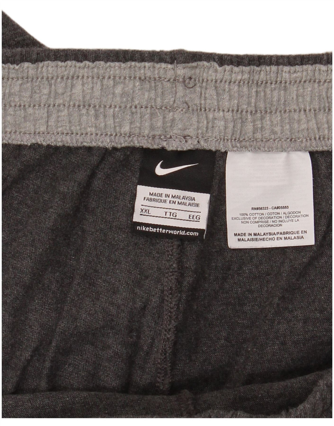 NIKE Mens Tracksuit Trousers 2XL  Grey Cotton