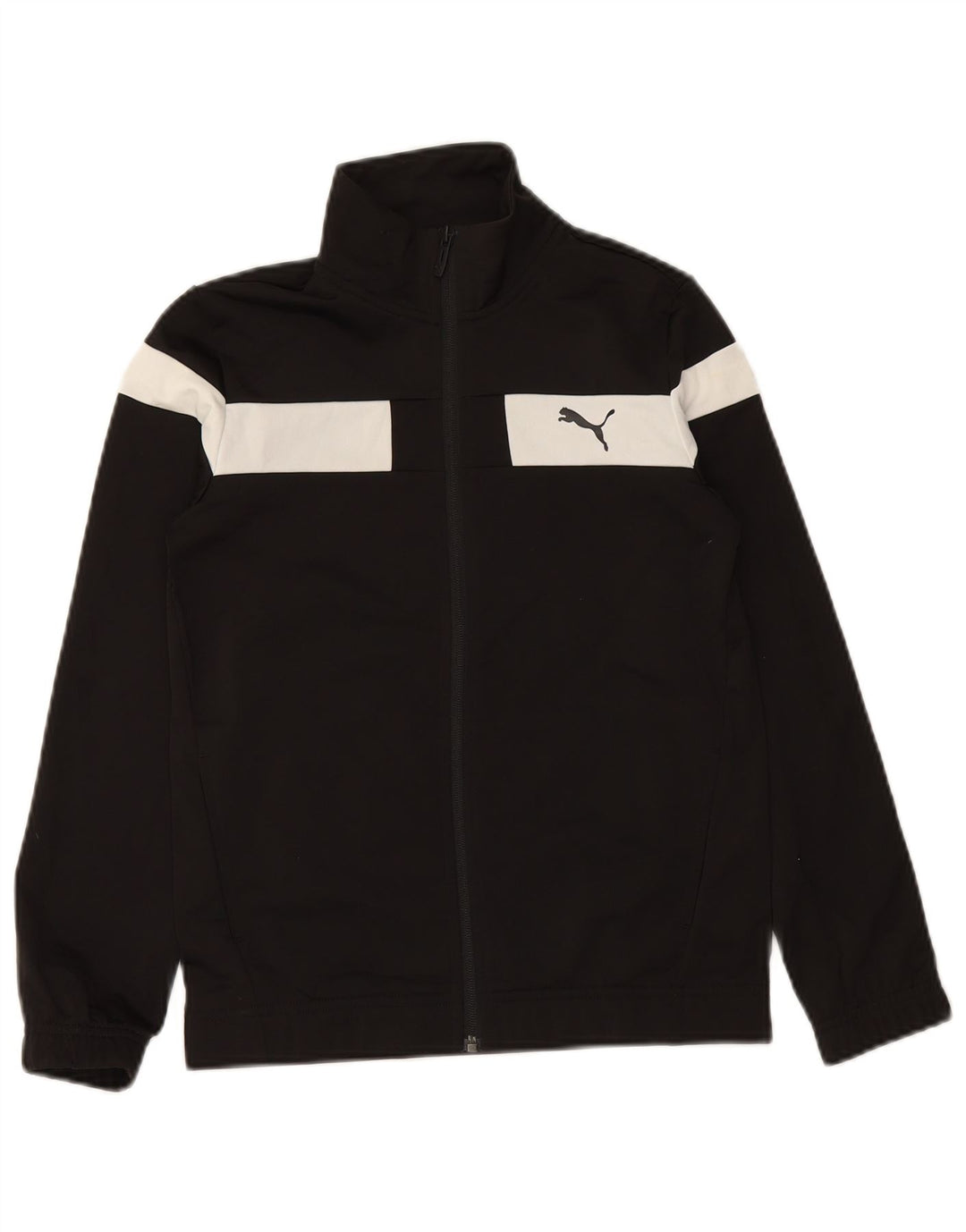 PUMA Boys Tracksuit Top Jacket 11-12 Years Black Colourblock Polyester