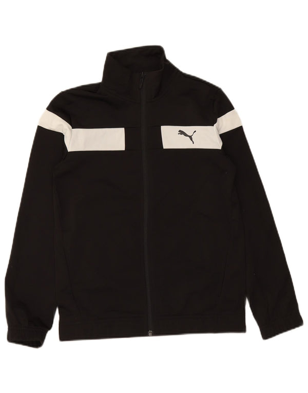PUMA Boys Tracksuit Top Jacket 11-12 Years Black Colourblock Polyester