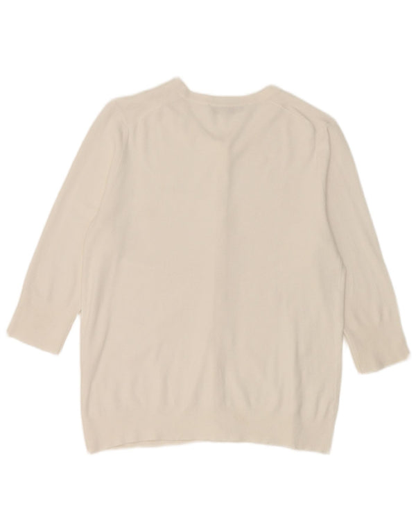 Zara Womens 3/4 Sleeve Cardigan Sweater UK 18 XL White