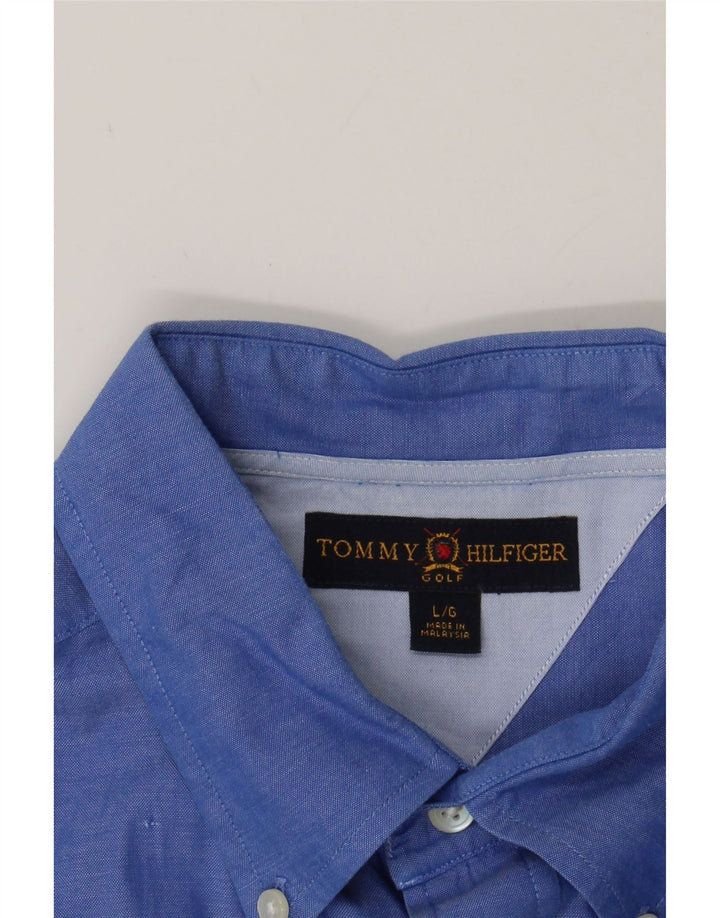 TOMMY HILFIGER Mens Golf Shirt Large Blue Cotton Vintage Tommy Hilfiger and Second-Hand Tommy Hilfiger from Messina Hembry 