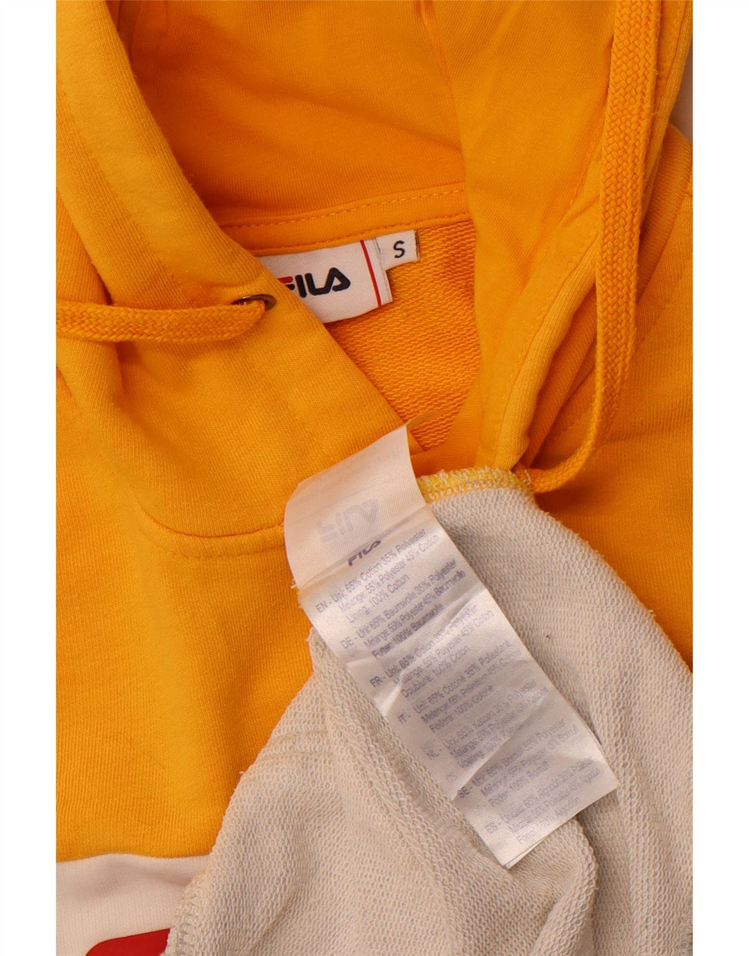 FILA Boys Graphic Hoodie Jumper 13-14 Years Small Yellow Colourblock