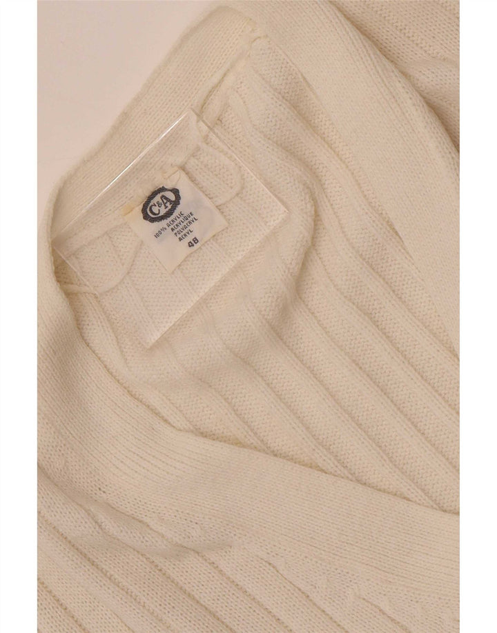 C & A Womens Cardigan Sweater EU 48 2XL White Acrylic