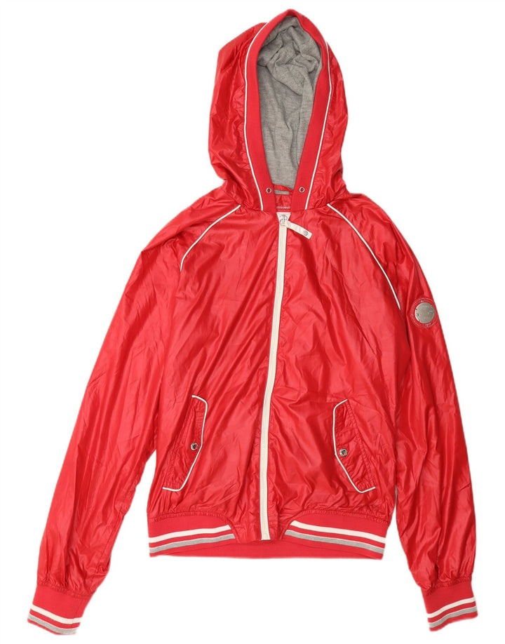 Champion Womens Hooded Tracksuit Top Jacket UK 14 Medium Red Polyester