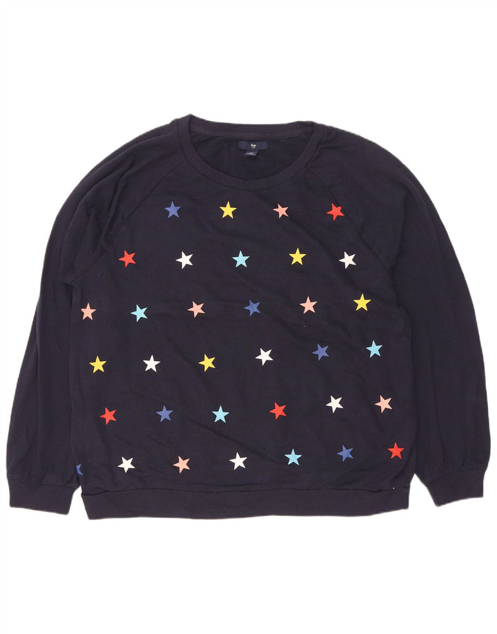 Gap Womens Abstract Pattern Sweatshirt Jumper UK 18 XL Navy Blue Cotton