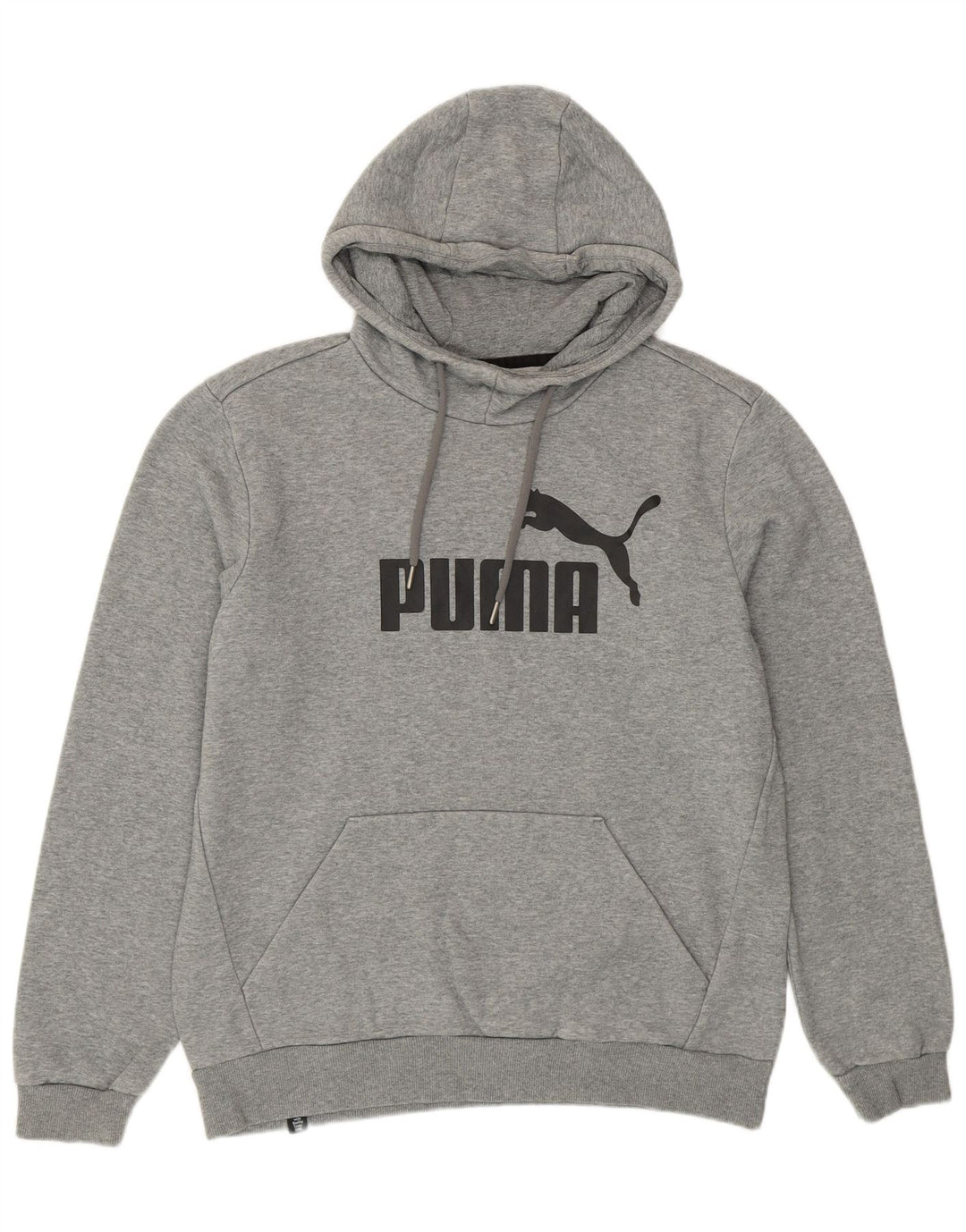 Puma Mens Graphic Hoodie Jumper Medium Grey Flecked Cotton