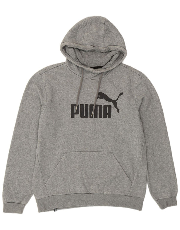 Puma Mens Graphic Hoodie Jumper Medium Grey Flecked Cotton