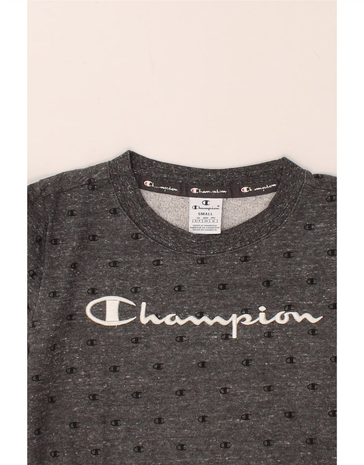 CHAMPION Womens Graphic Sweatshirt Jumper UK 10 Small Grey Vintage Champion and Second-Hand Champion from Messina Hembry 