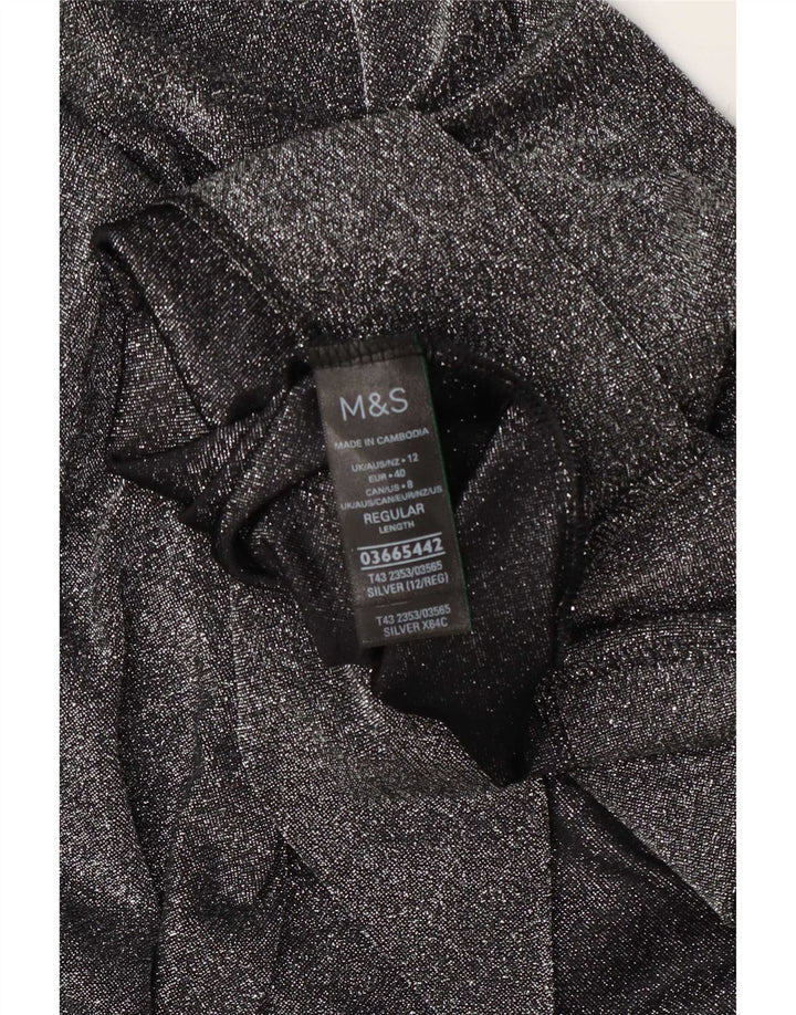 Marks & Spencer Womens Oversized Top 3/4 Sleeve UK 12 Medium Silver Flecked