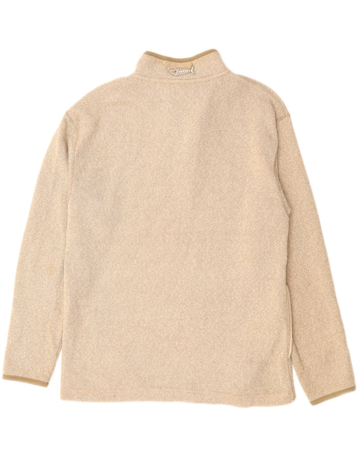 WEIRD FISH Mens Zip Neck Sweatshirt Jumper Medium Beige Polyester