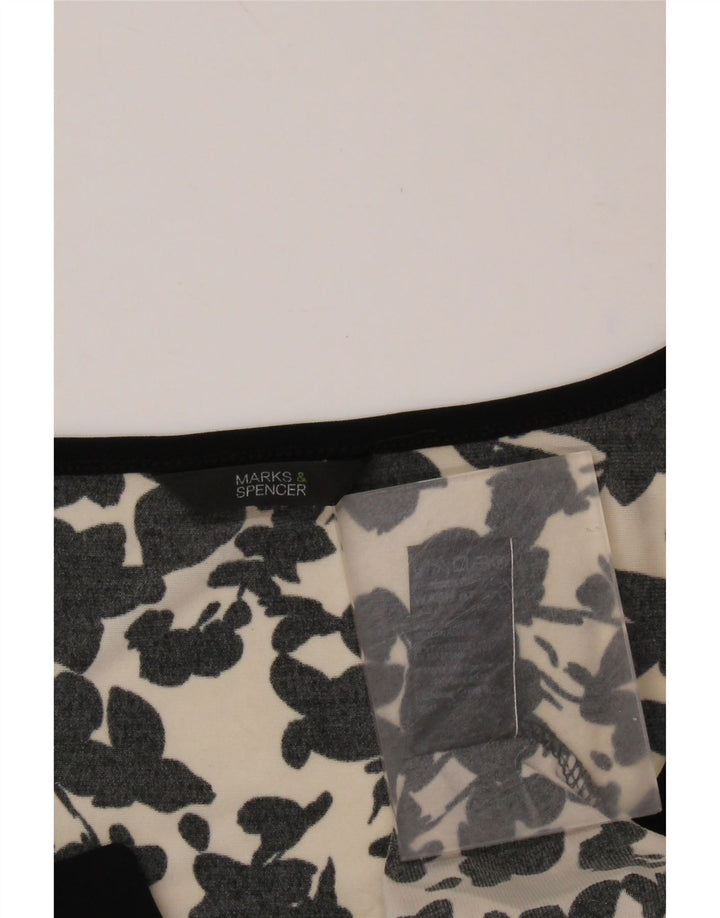MARKS & SPENCER Womens Blouse Top UK 16 Large Black Floral Polyester