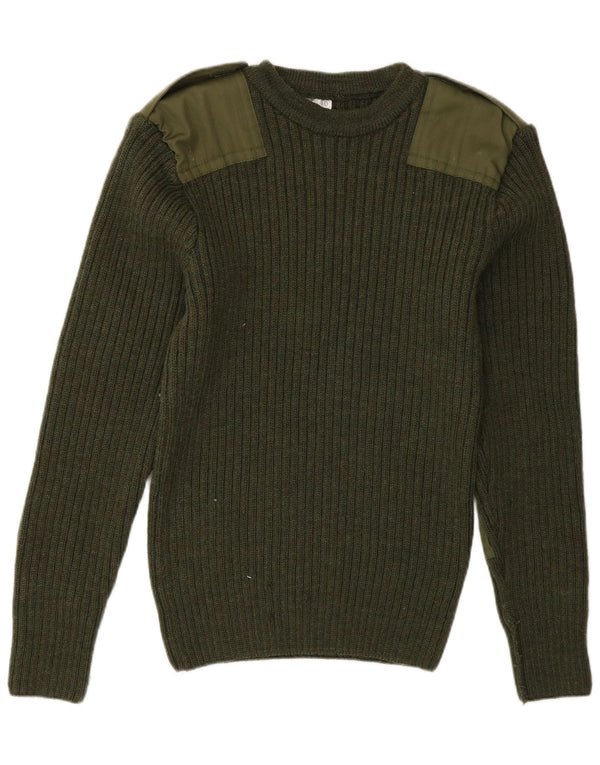 Vintage Mens Military Crew Neck Jumper Sweater UK 40 Medium Green Army