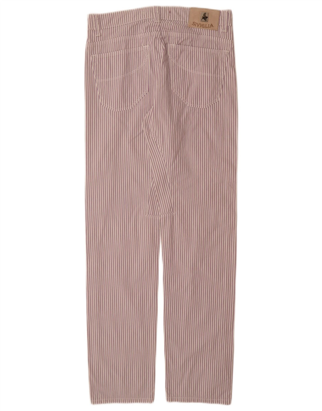 SIVIGLIA Womens Straight Casual Trousers W31 L33 Purple Pinstripe Cotton