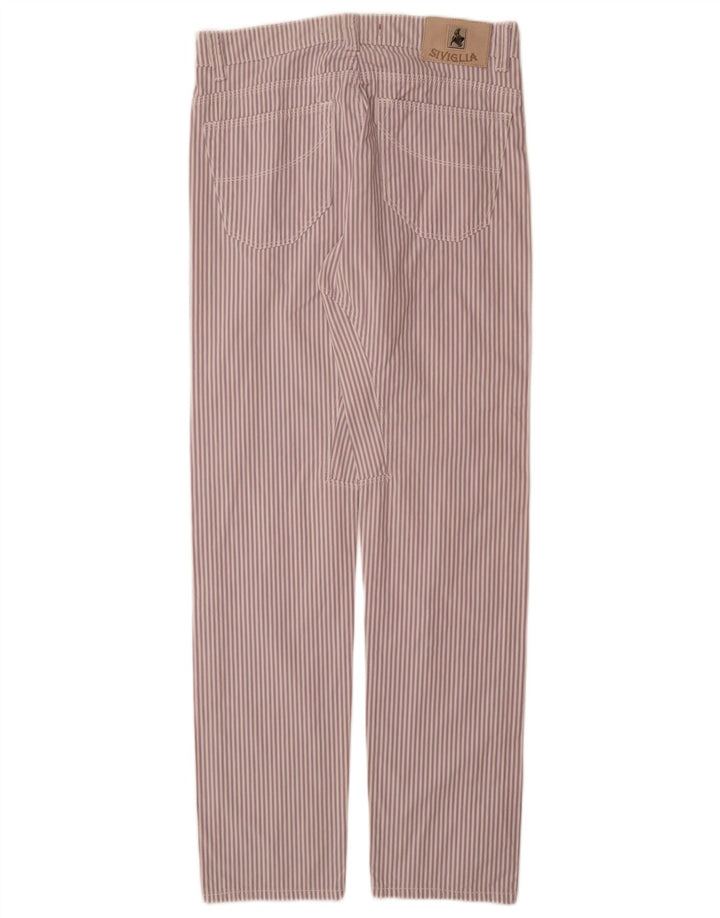 SIVIGLIA Womens Straight Casual Trousers W31 L33 Purple Pinstripe Cotton