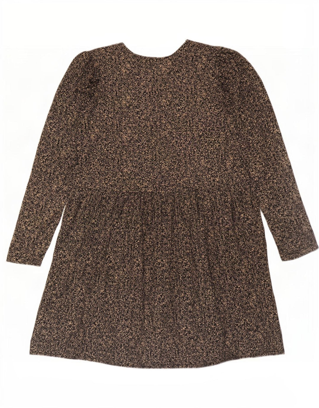 Zara Womens Long Sleeve Basic Dress UK 14 Medium Brown Floral Polyester