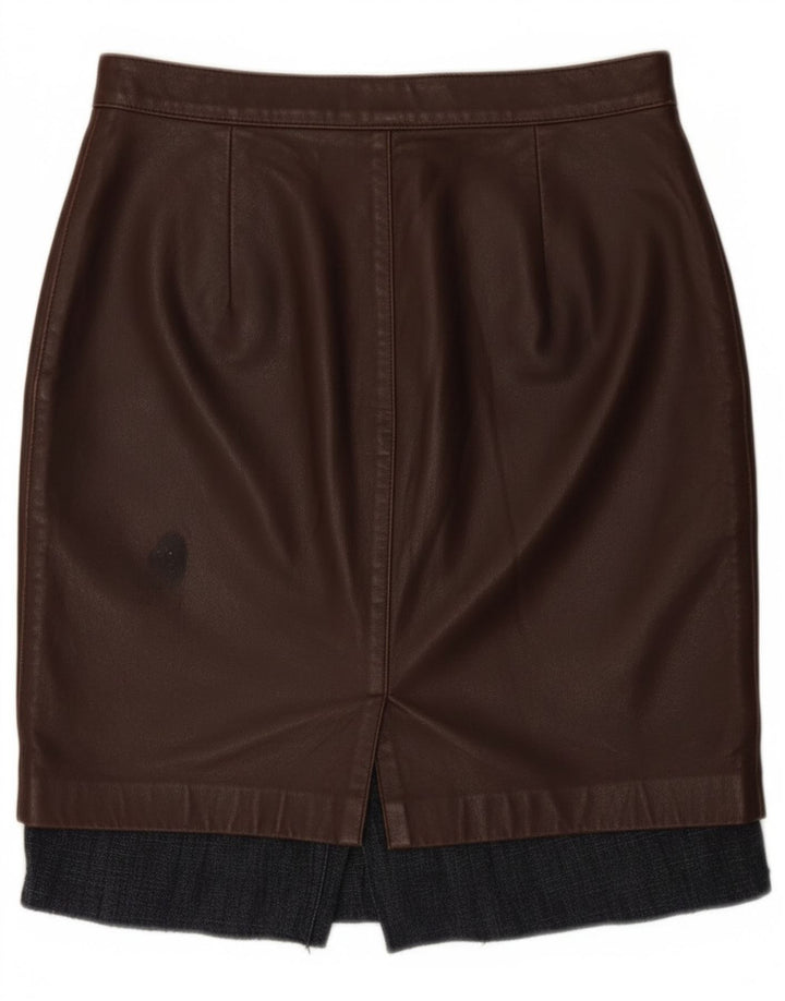 Vintage Womens Leather Skirt W28 Medium Brown Leather