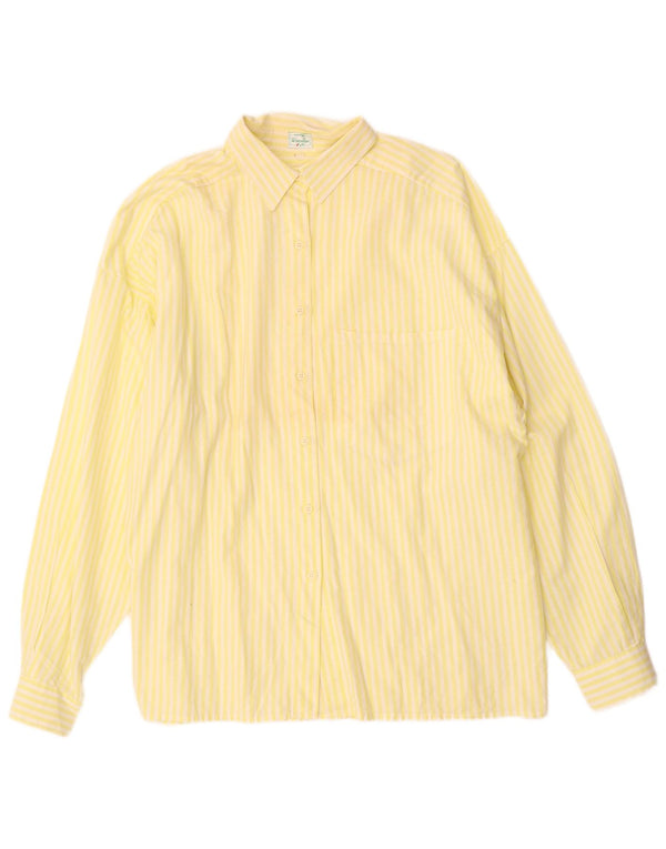 BENETTON Womens Oversized Shirt IT 46 Large Yellow Striped Cotton