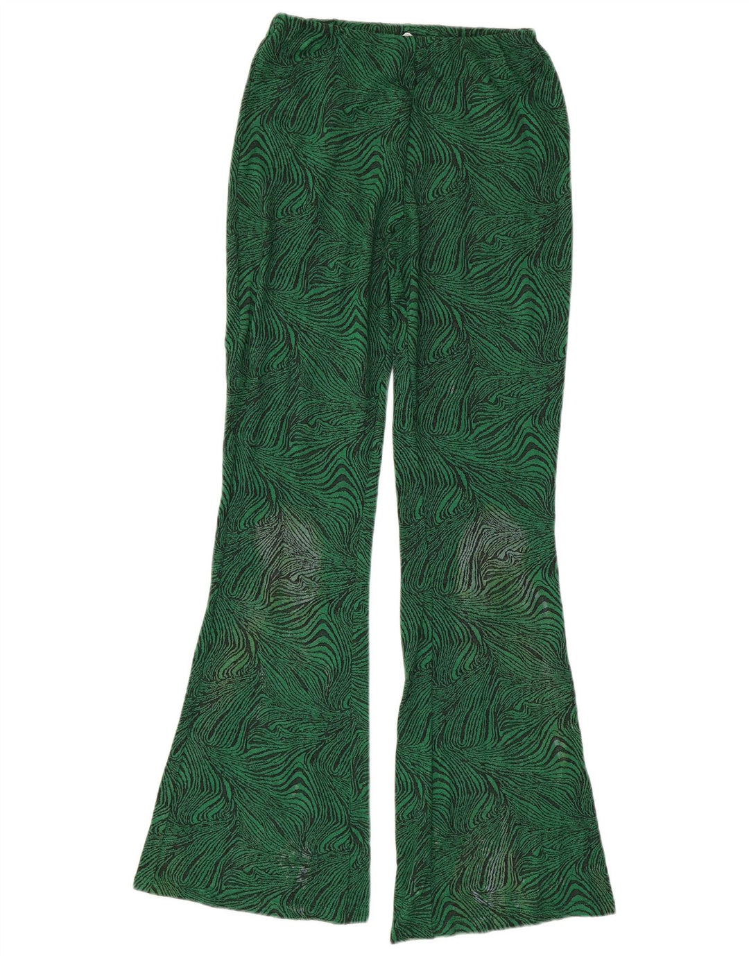 ZARA Womens Flare Casual Trousers Small W26 L33 Green Animal Print