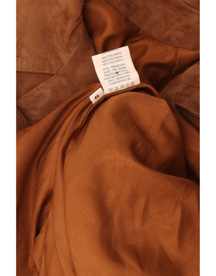 Vintage Womens Oversized Suede Overcoat IT 46 Large Brown Leather