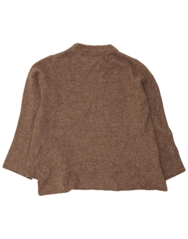 Zara Womens Relaxed Fit Crew Neck Jumper Sweater UK 10 Small Brown Acrylic