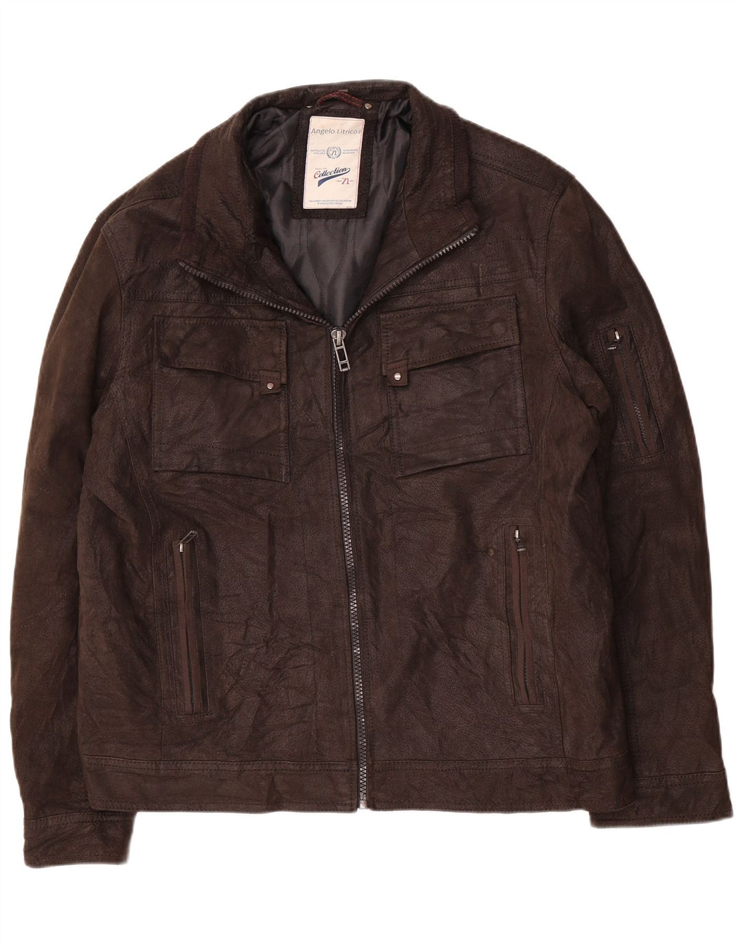 Angelo Litrico Mens Leather Jacket UK 42 XL Brown Leather