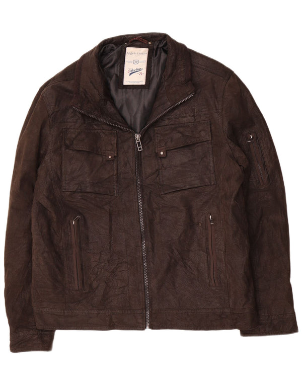 Angelo Litrico Mens Leather Jacket UK 42 XL Brown Leather
