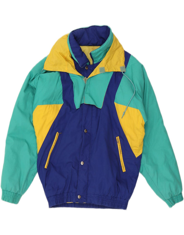 Vintage Mens Hooded Ski Jacket UK 38 Medium Multicoloured Colourblock