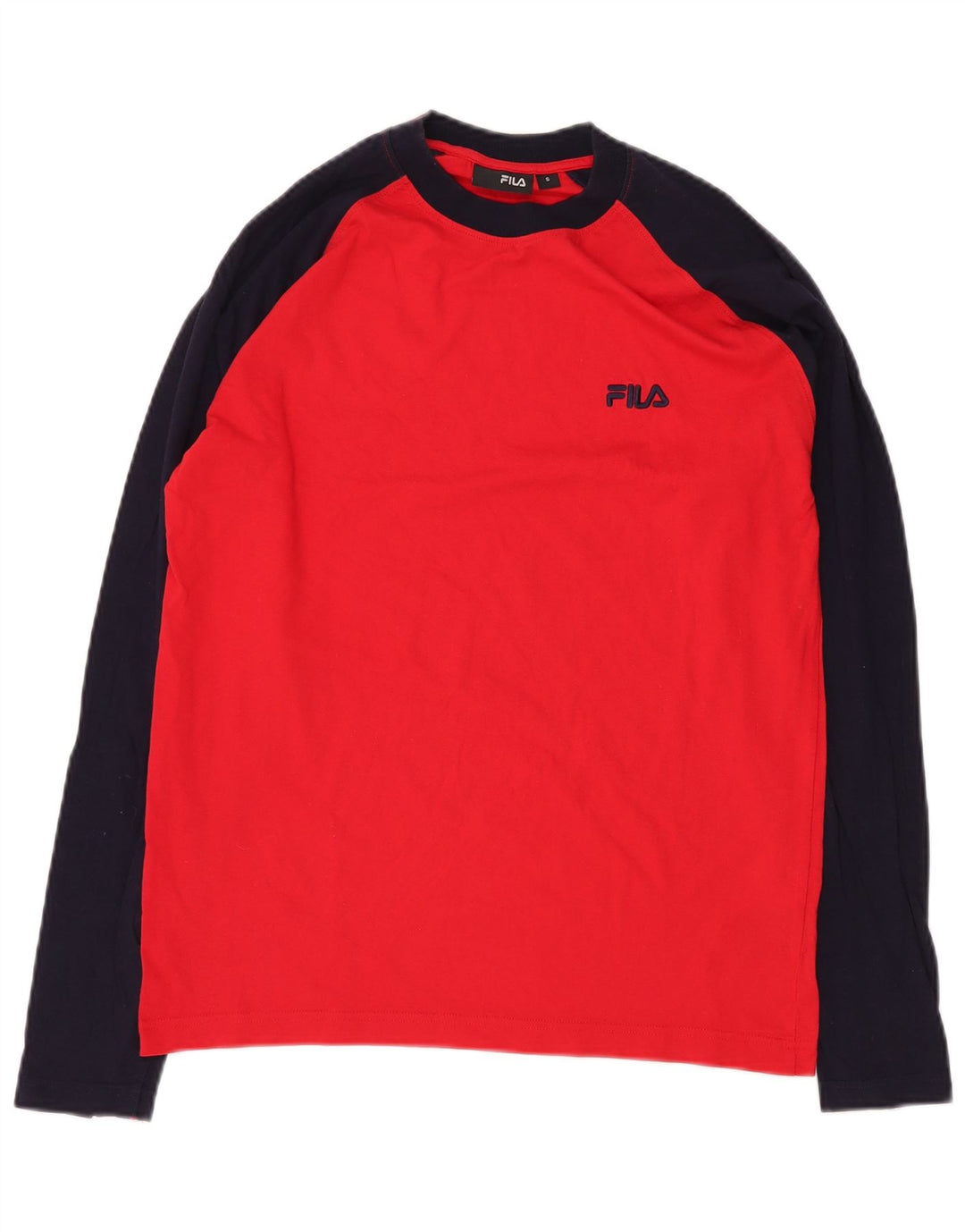 FILA Mens Top Long Sleeve Small Red Colourblock Cotton