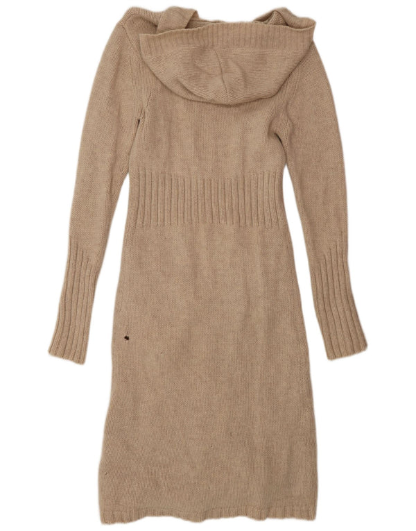 White Stuff Womens Longline Hooded Cardigan Sweater UK 12 Medium Beige