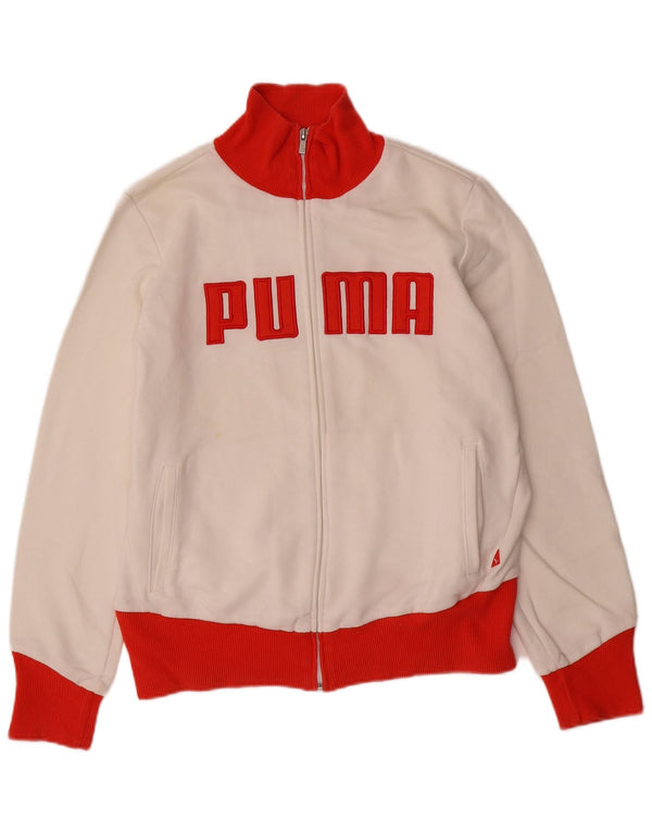PUMA Womens Graphic Tracksuit Top Jacket UK 16 Large  White Colourblock