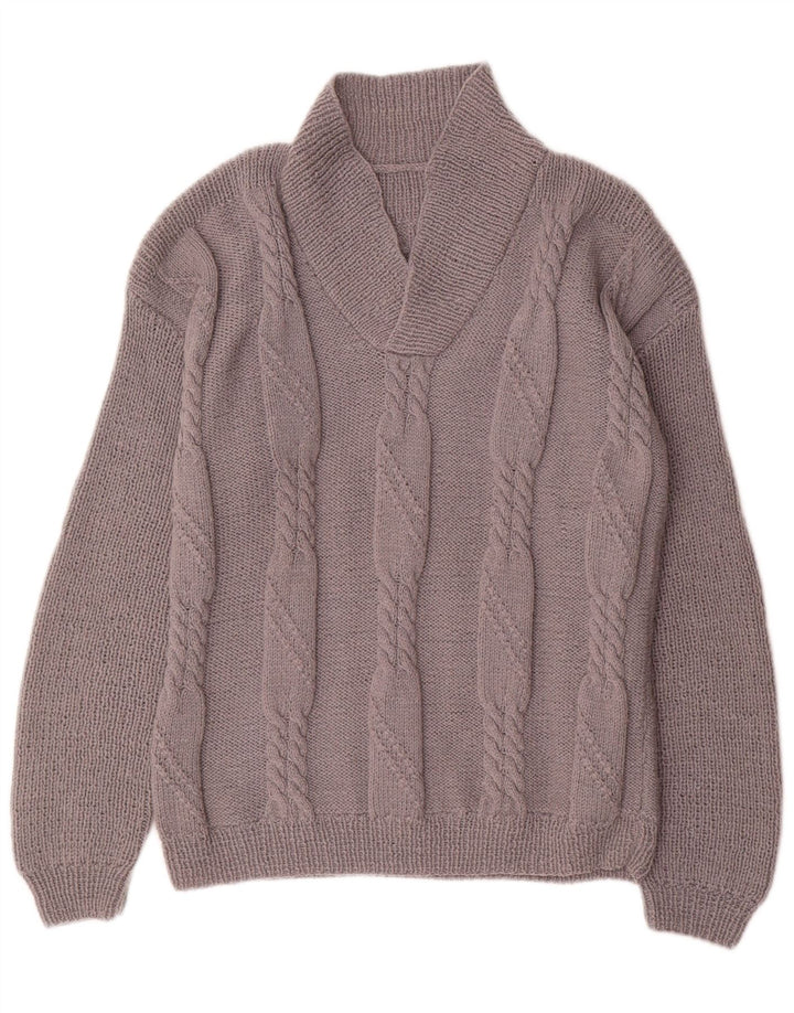 Vintage Mens Shawl Neck Jumper Sweater Medium Grey