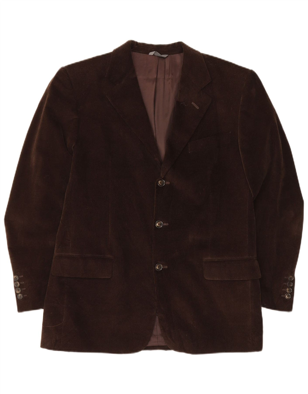 Velluto Duca Visconti Mens 3 Button Blazer Jacket IT 50 Large Brown Cotton