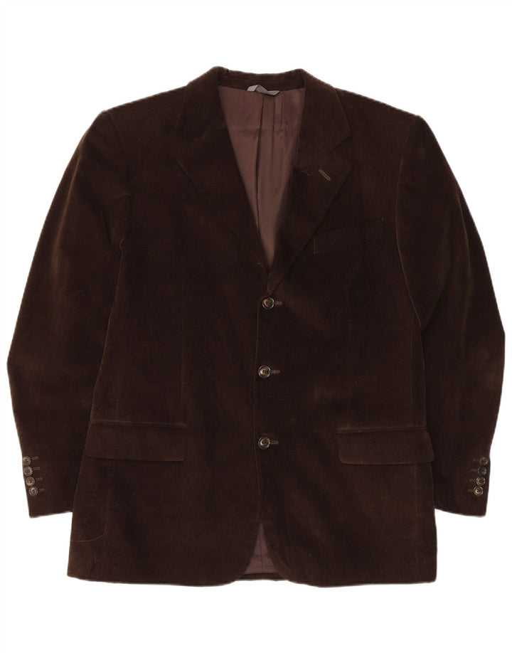 Velluto Duca Visconti Mens 3 Button Blazer Jacket IT 50 Large Brown Cotton